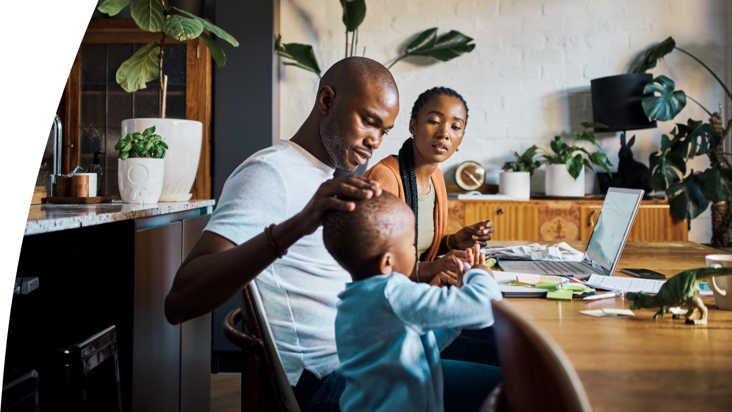 Parents at home with their son
