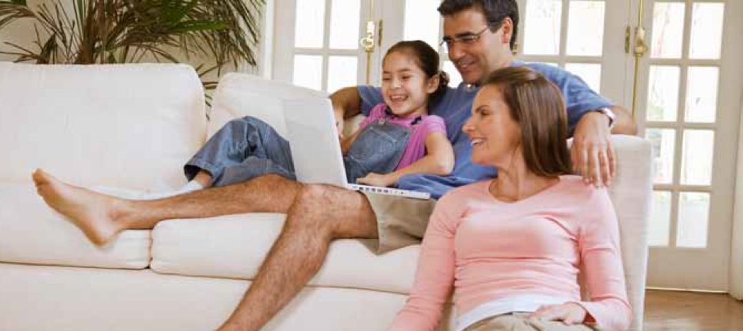 Family gathered on the sofa