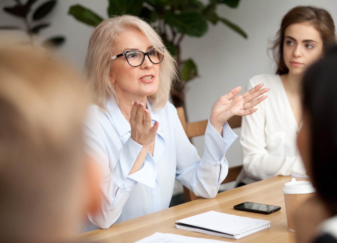 A woman in a board room