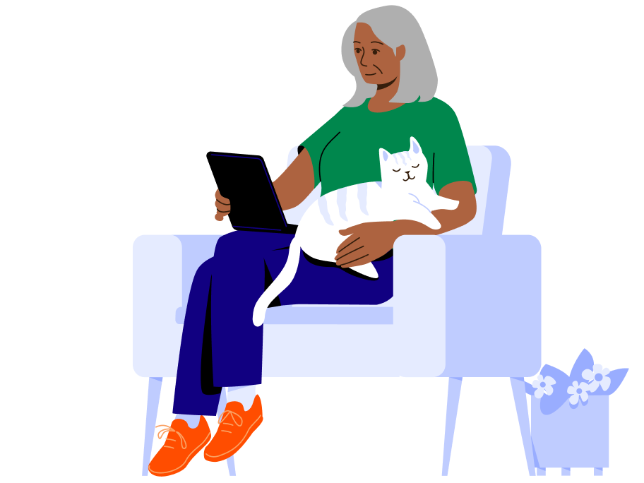 Cartoon graphic of two people walking together